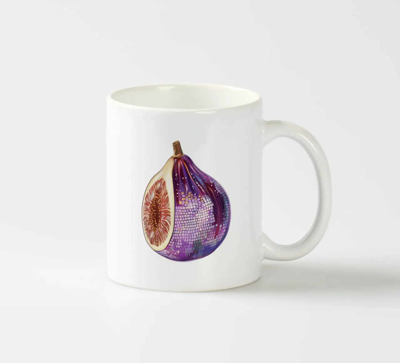Fico, Disco Ball Art in bianco - Frutta tazza in ceramica da Peaches Art Prints