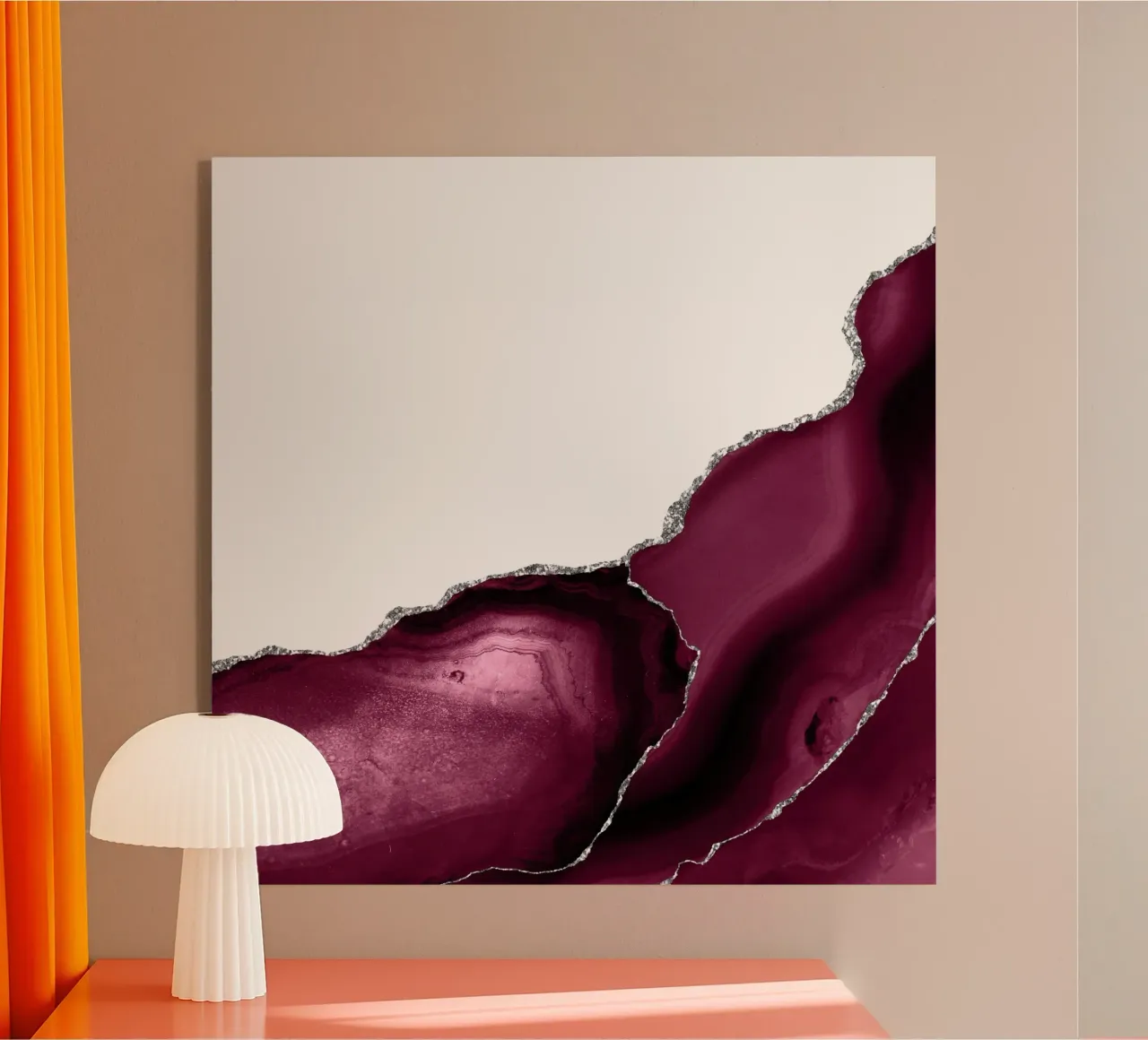 Burgunder & Silber Achat Struktur 12 Acryl-Glas von Gemstone Textures