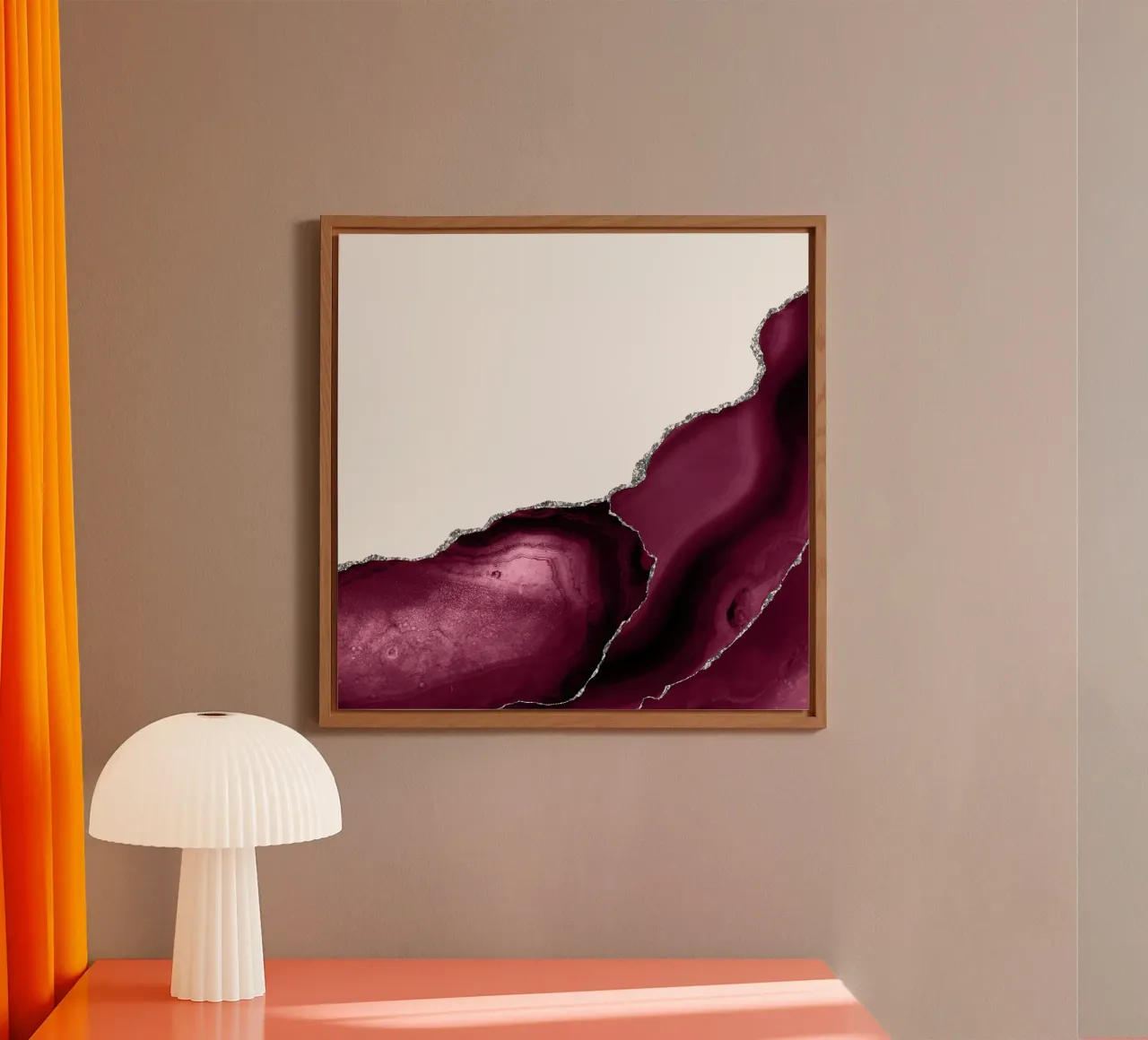 Burgundy & Silver Agate Texture 12 aluminio dibond de Gemstone Textures