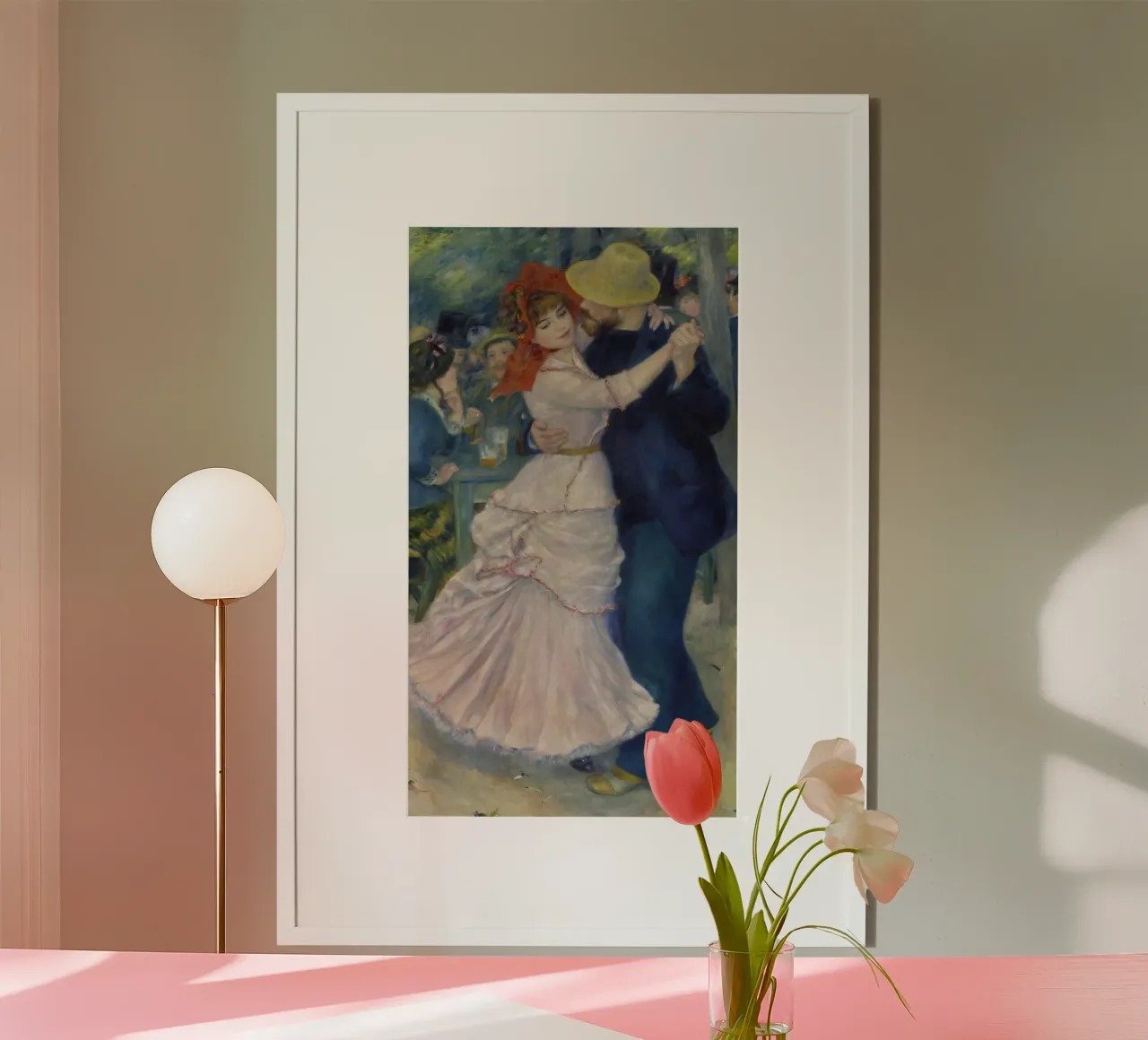 Pierre-Auguste Renoir - Ballo a Bougival poster con telaio in plastica da Timeless Artworks