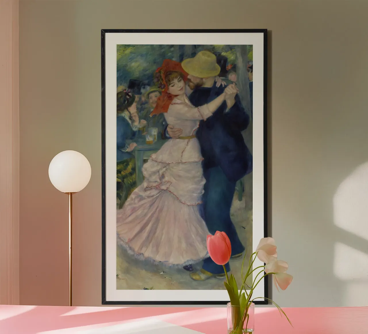 Pierre-Auguste Renoir - Ballo a Bougival poster con telaio in plastica da Timeless Artworks