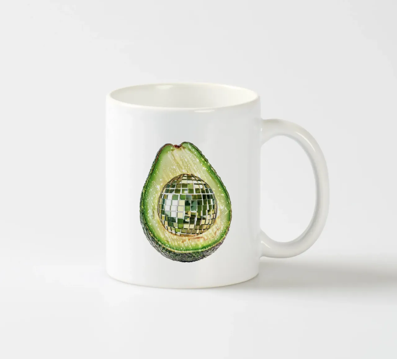 Palla da discoteca Avocado in bianco - Frutta tazza in ceramica da Peaches Art Prints