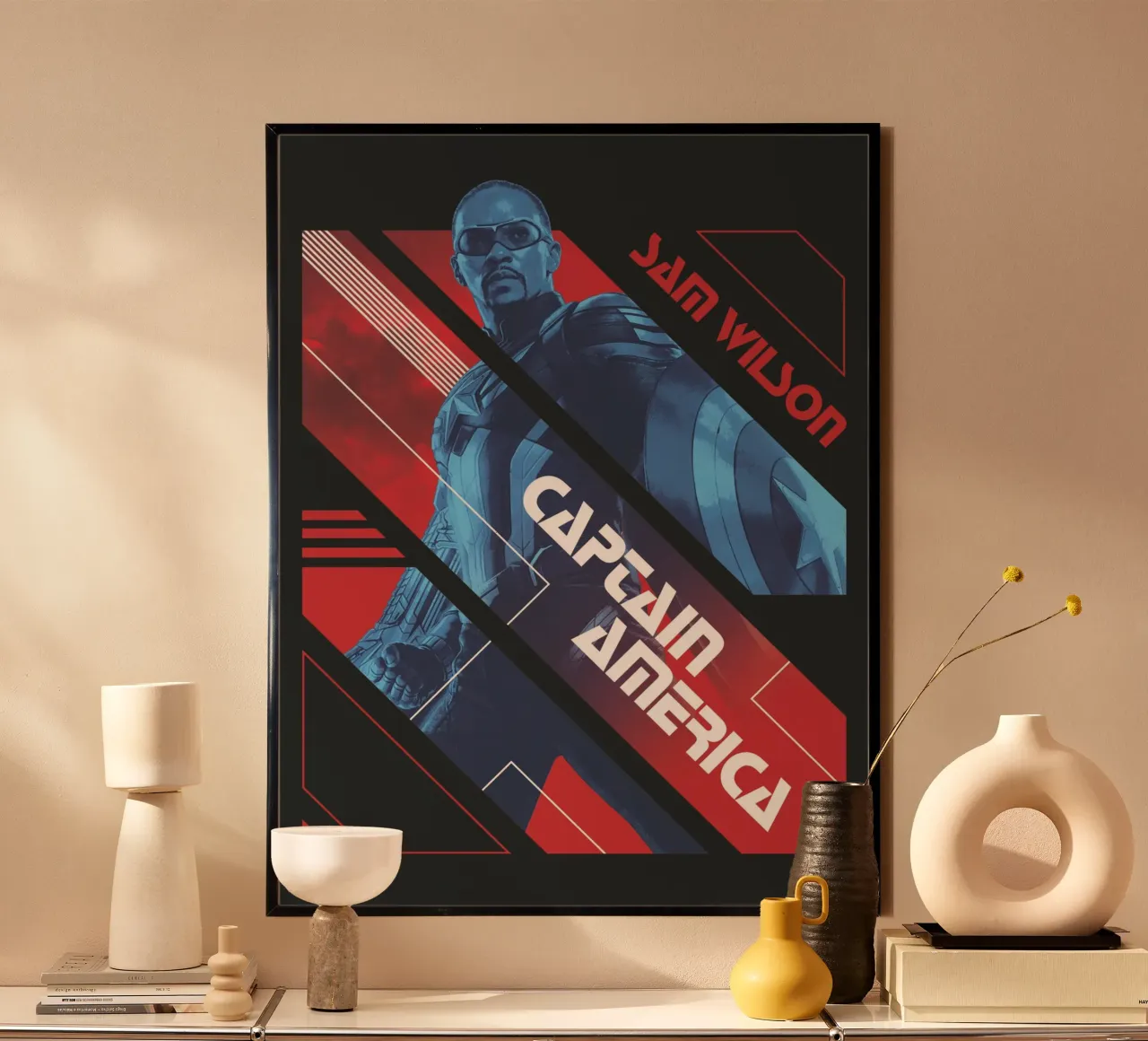 Sam Wilson - Captain America poster con telaio in plastica da MARVEL Designs by JUNIQE