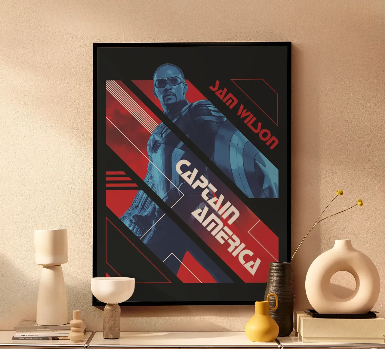 Sam Wilson - Captain America poster con telaio in plastica da MARVEL Designs by JUNIQE