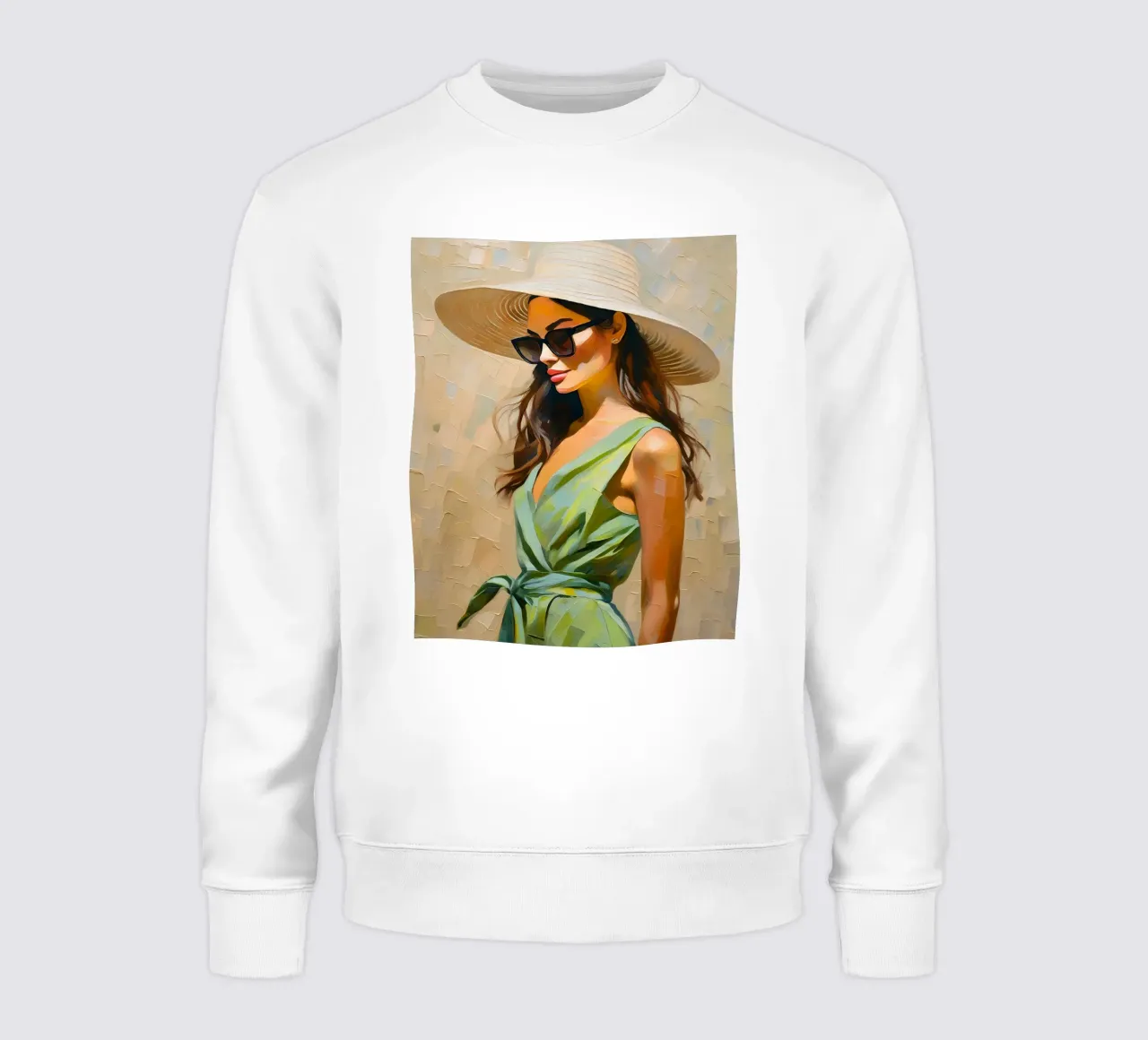Donna in abito estivo verde felpa da Take Your Art BV