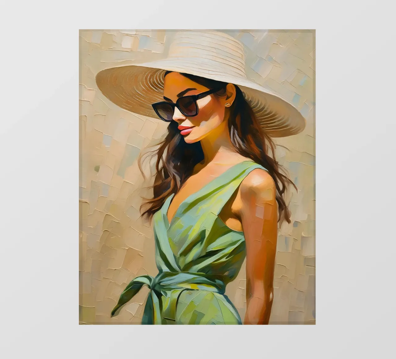 Donna in abito estivo verde pellicola backlit da Take Your Art BV