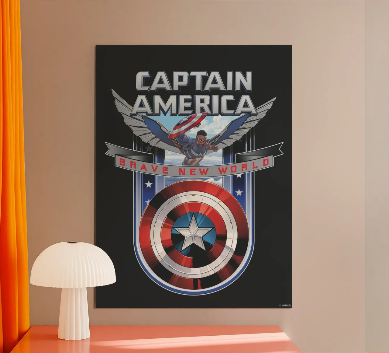 Captain America - Brave New World poster con telaio in alluminio da MARVEL Designs by JUNIQE