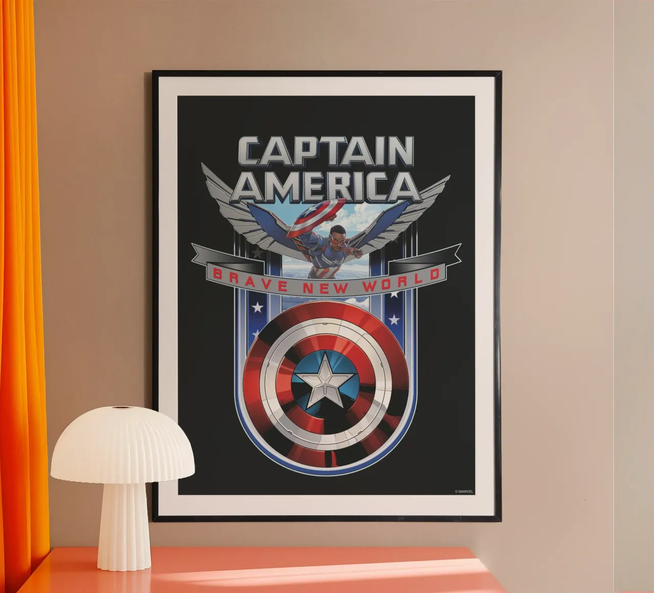 Captain America - Brave New World poster con telaio in alluminio da MARVEL Designs by JUNIQE