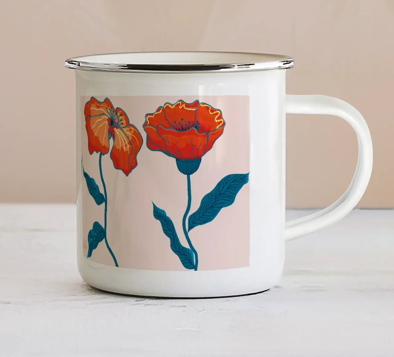 Poppies tazza in smalto da Mandalla Illustration