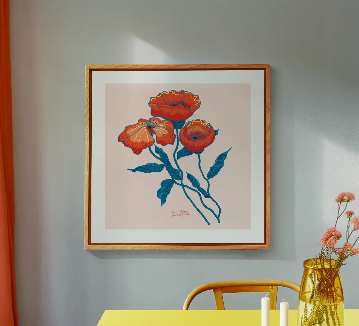 Poppies plexiglass da Mandalla Illustration
