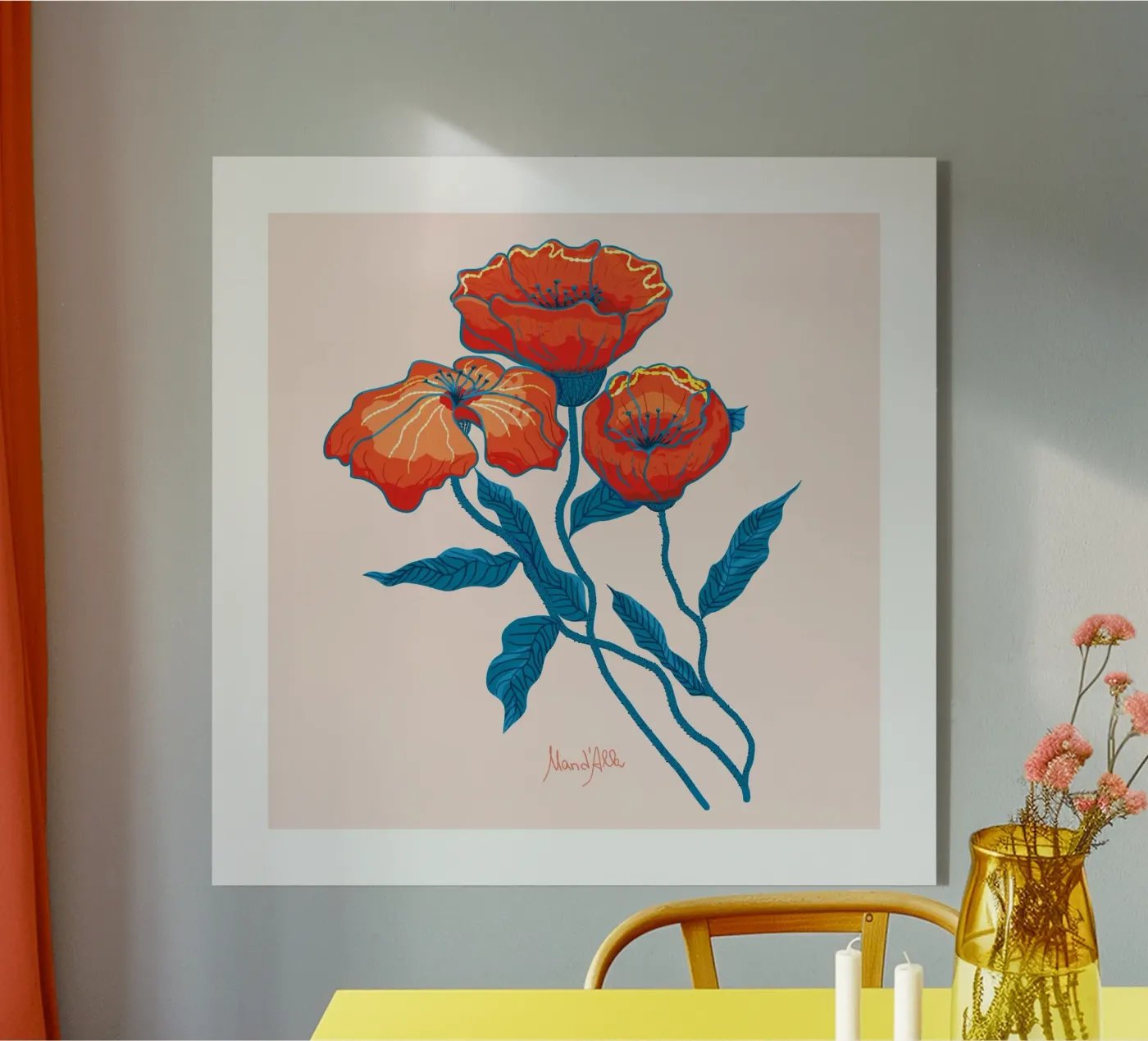 Poppies plexiglass da Mandalla Illustration