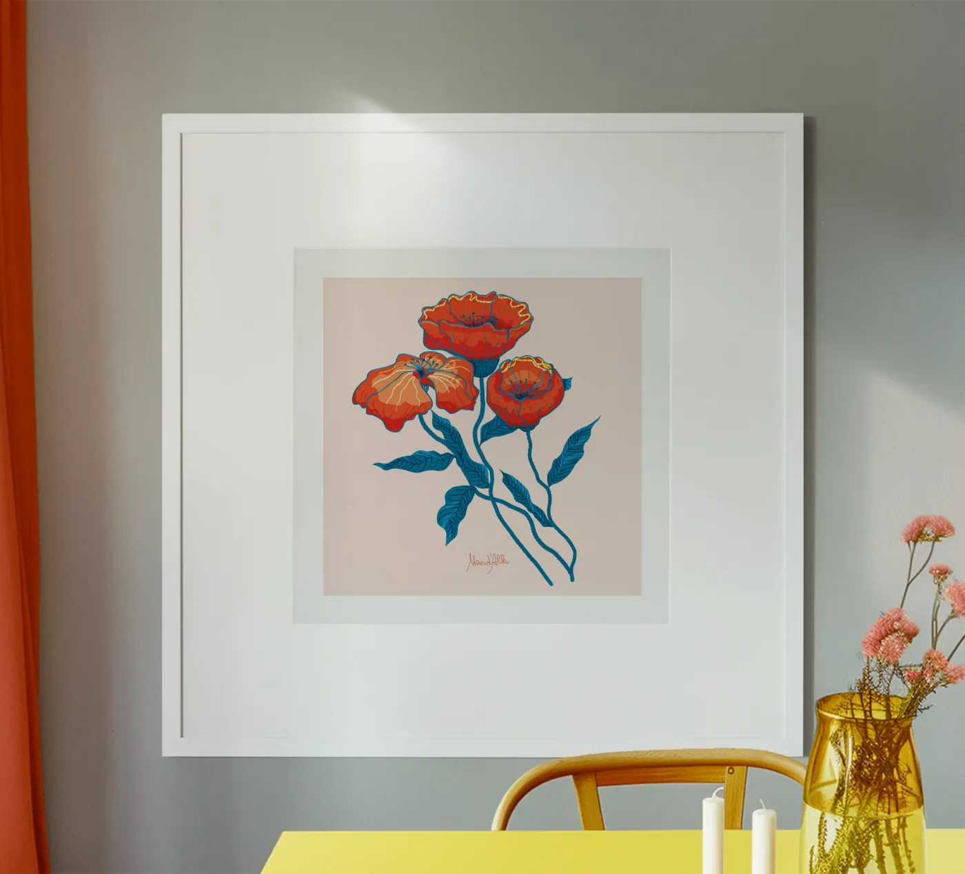 Poppies poster da Mandalla Illustration