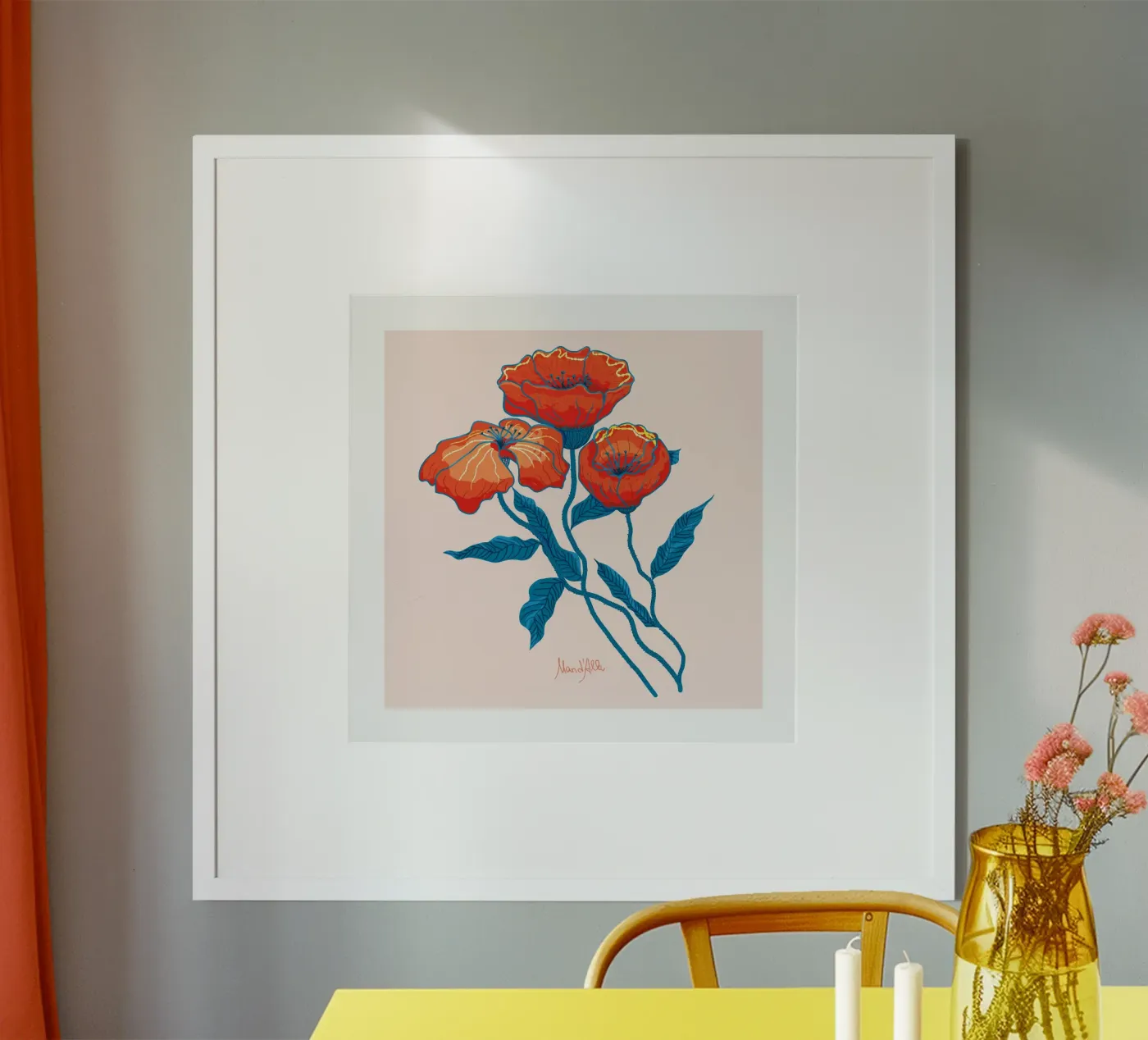 Poppies poster da Mandalla Illustration