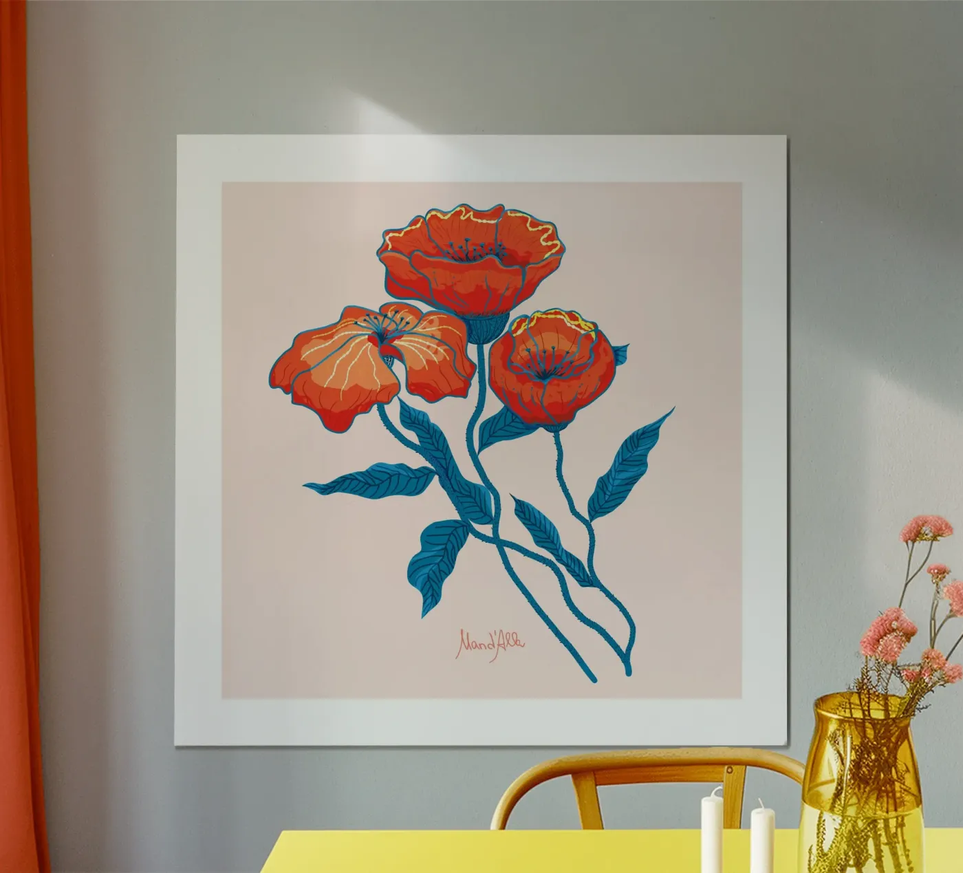 Poppies poster da Mandalla Illustration