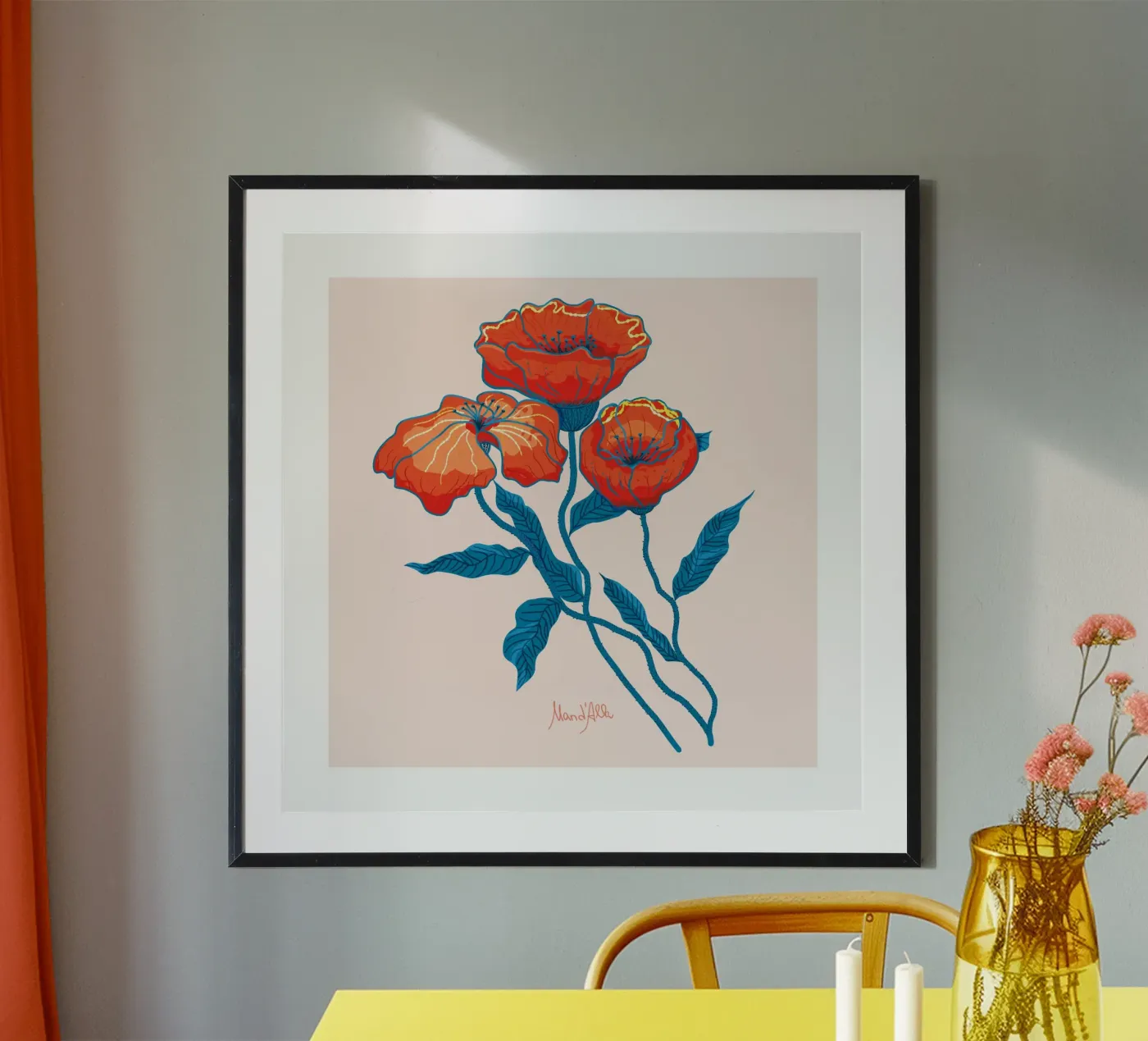 Poppies poster da Mandalla Illustration
