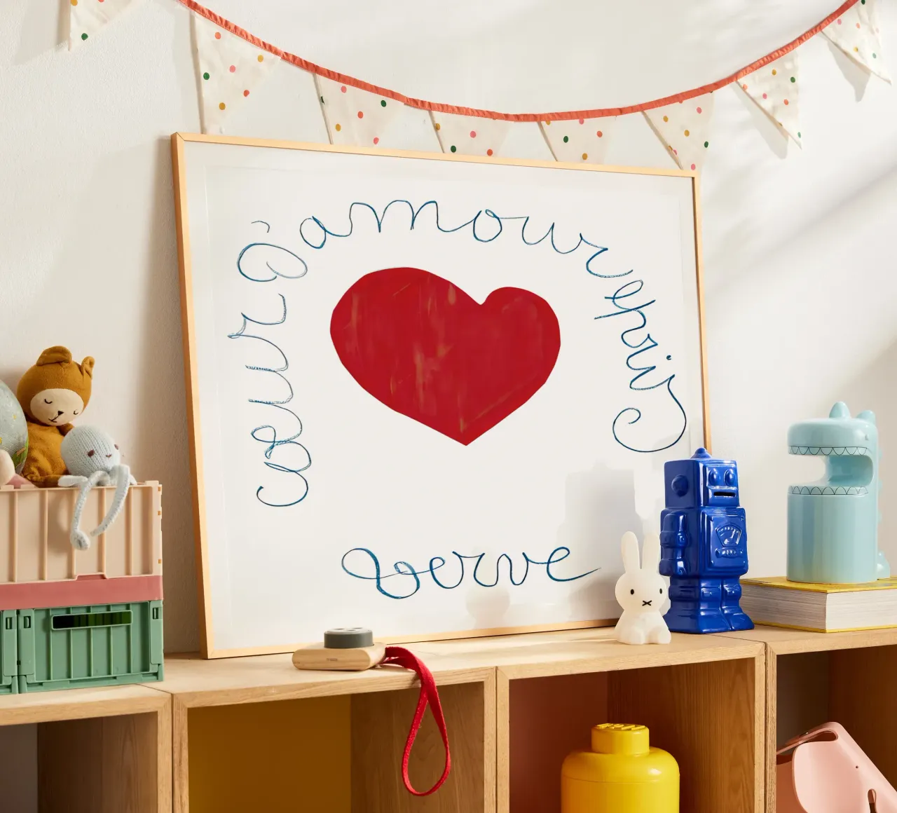 Matisse, Cuore d'amore, poster di San Valentino Bianco poster con telaio in legno da Peaches Art Prints
