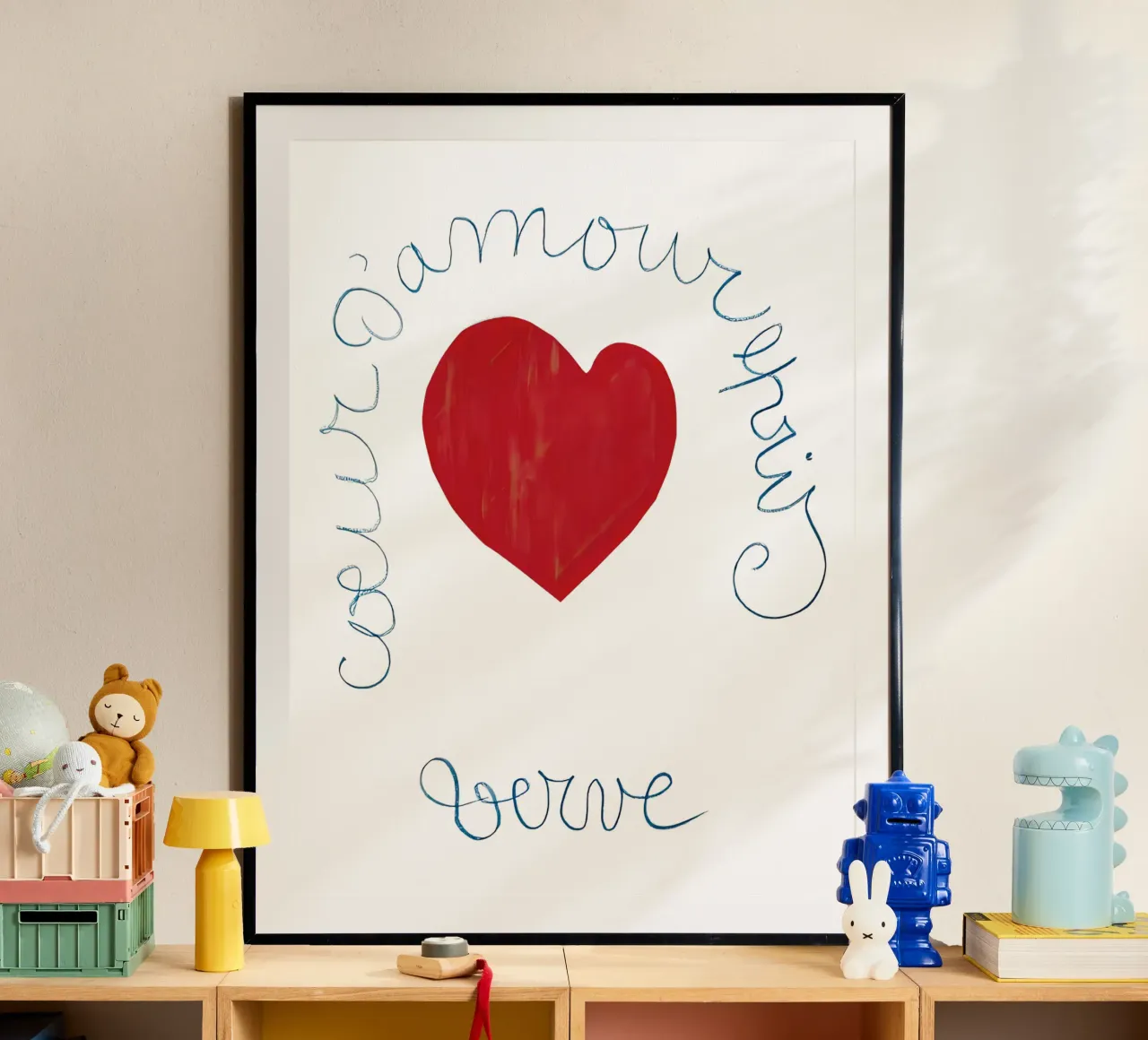 Matisse, Cuore d'amore, poster di San Valentino Bianco poster con telaio in legno da Peaches Art Prints