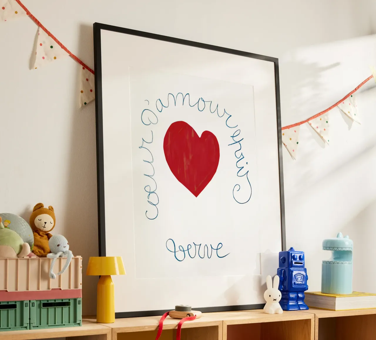 Matisse, Cuore d'amore, poster di San Valentino Bianco poster con telaio in legno da Peaches Art Prints