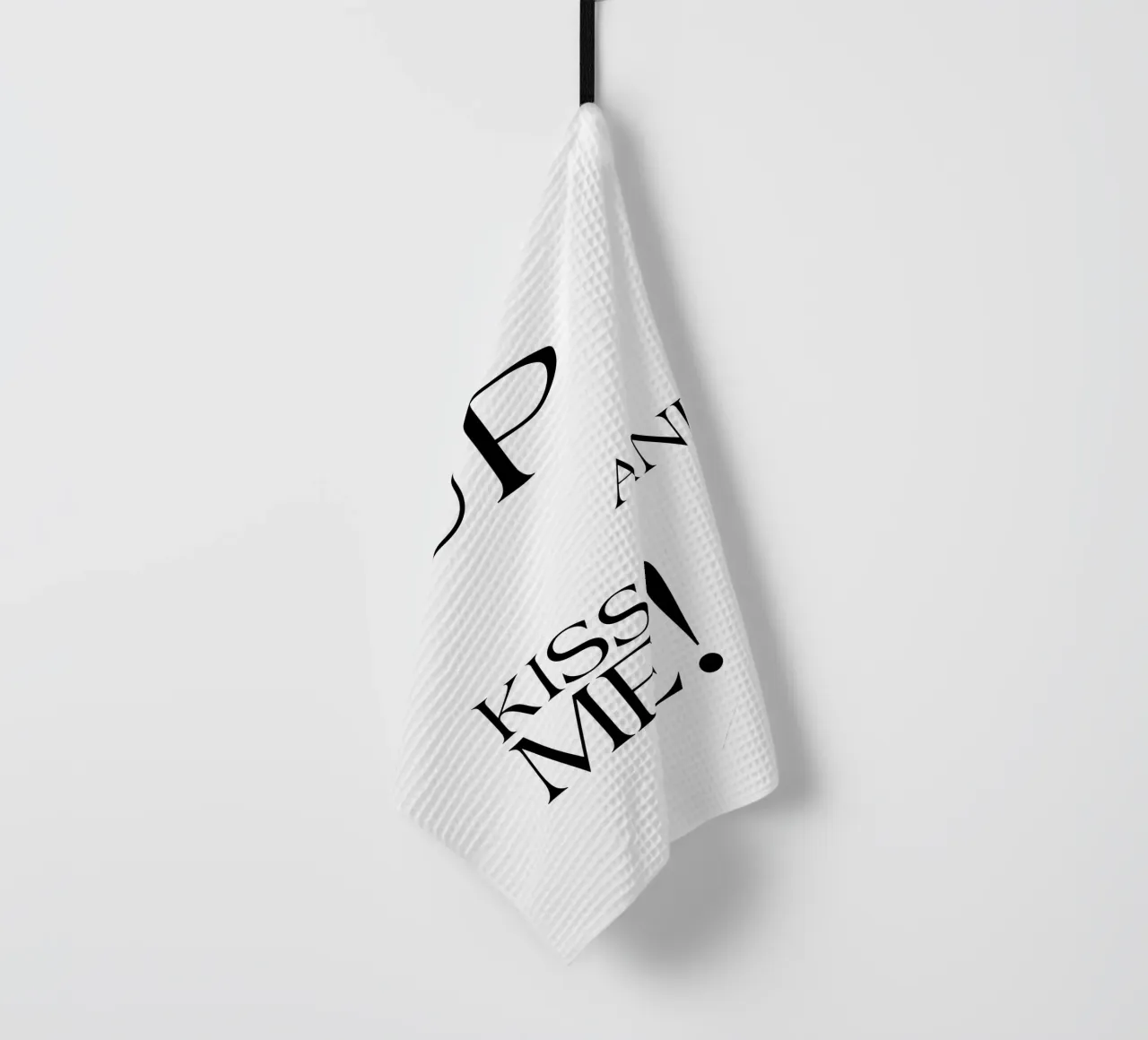 Shut Up And Kiss Me tea towel by YV TYPOGRAPHY