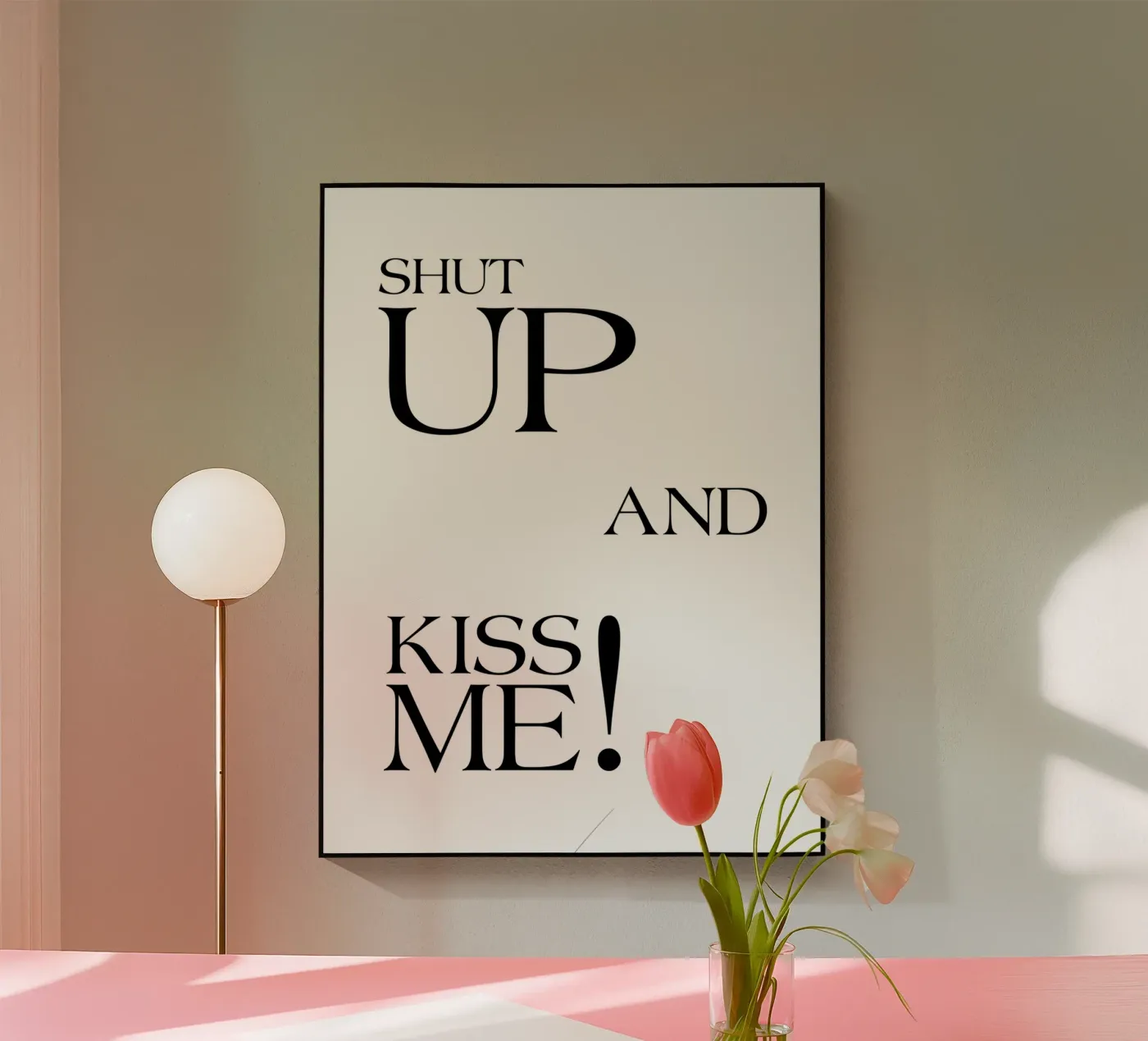 Shut Up And Kiss Me Acryl-Glas von YV TYPOGRAPHY