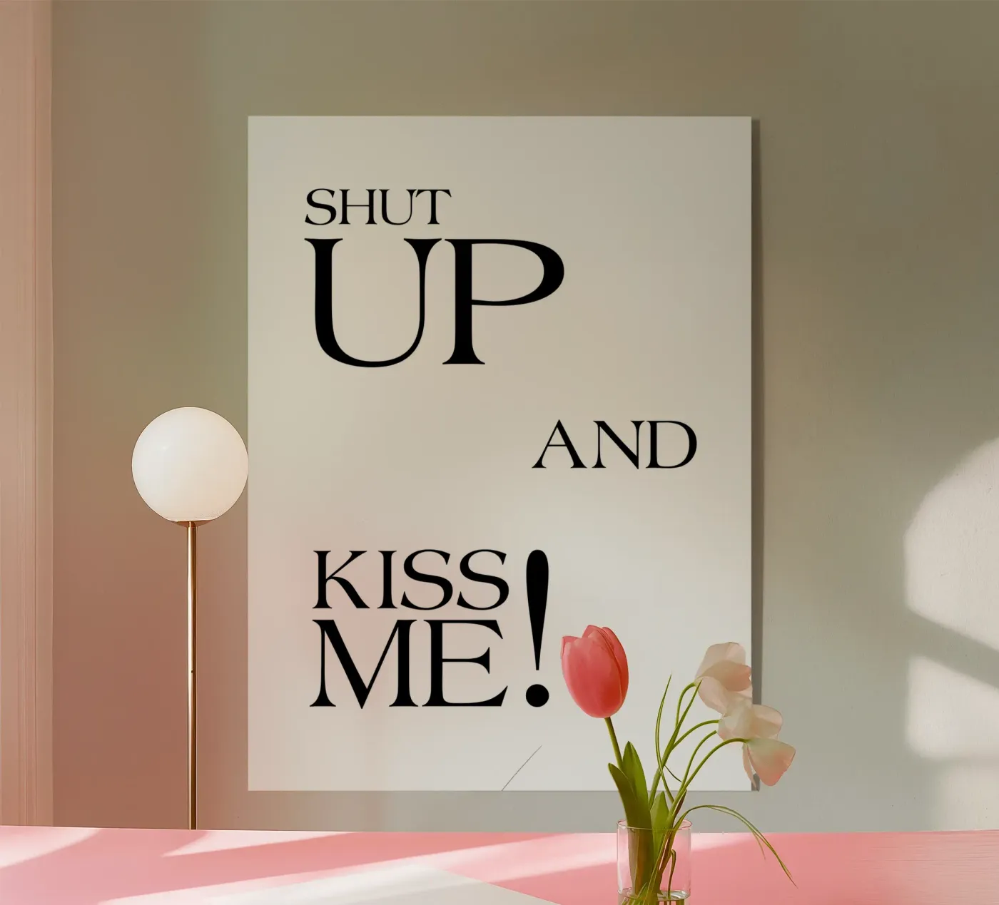 Shut Up And Kiss Me Acryl-Glas von YV TYPOGRAPHY