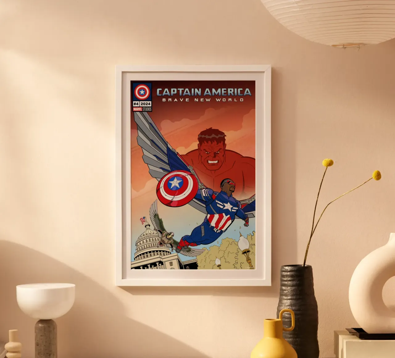 Captain America #4: Brave New World poster con telaio in alluminio da MARVEL Designs by JUNIQE