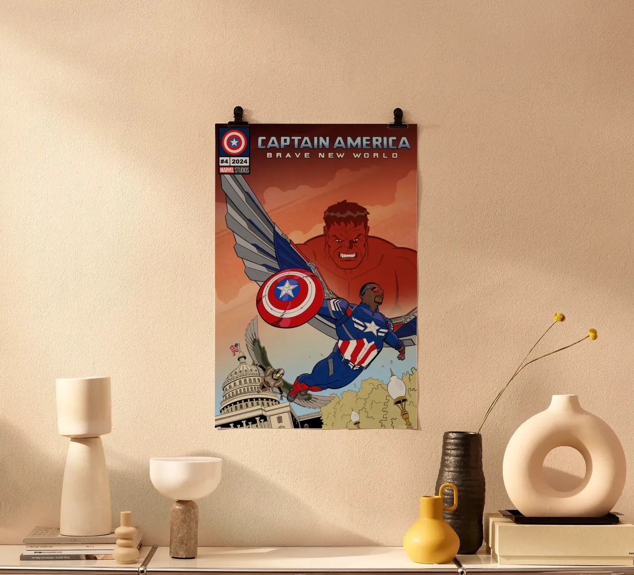 Captain America #4: Brave New World poster con telaio in alluminio da MARVEL Designs by JUNIQE