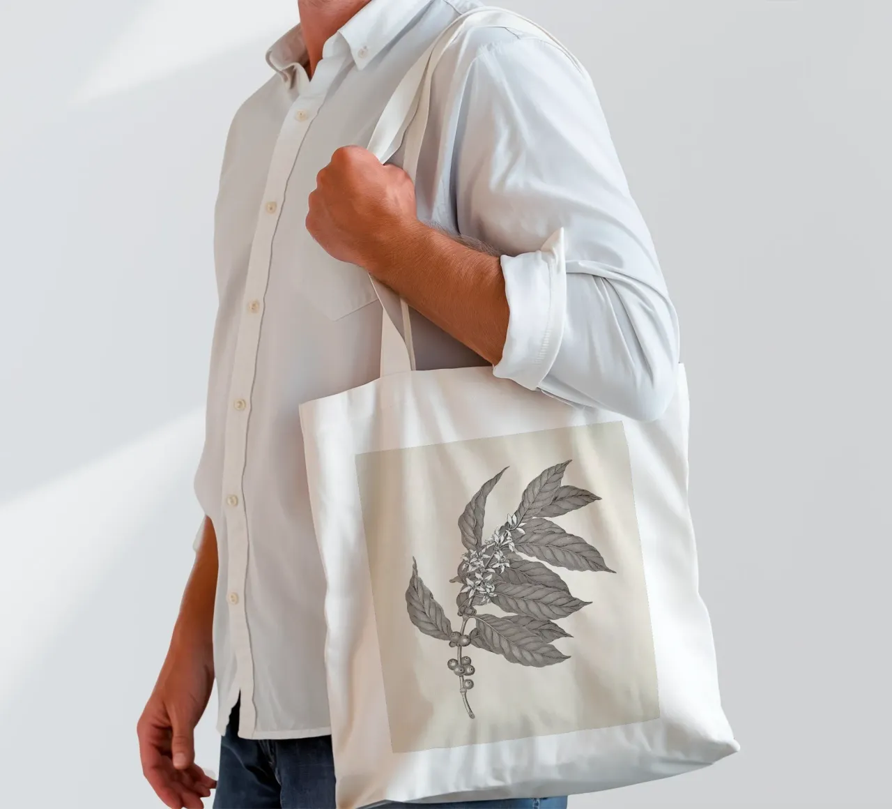 Coffee Branch Sketch no. 3 borsa in juta da apoloprints