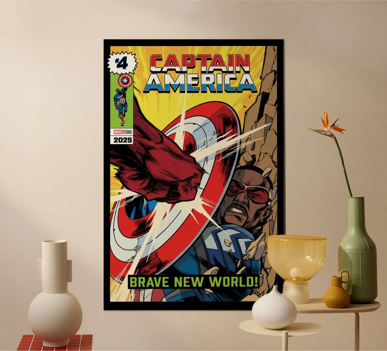 Captain America Comic Poster von MARVEL Designs by JUNIQE