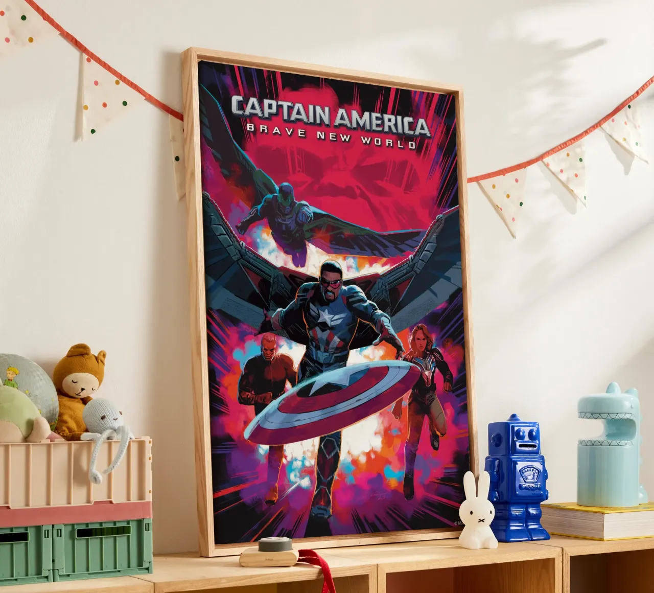 Captain America - Brave new World! tela con Cornice a cassetta da MARVEL Designs by JUNIQE