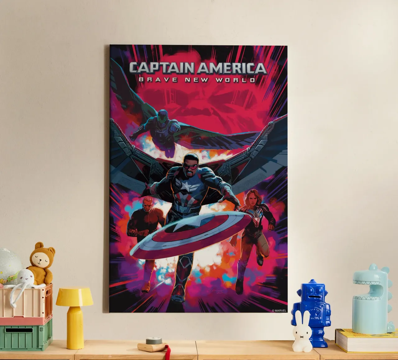 Captain America - Brave new World! tela con Cornice a cassetta da MARVEL Designs by JUNIQE