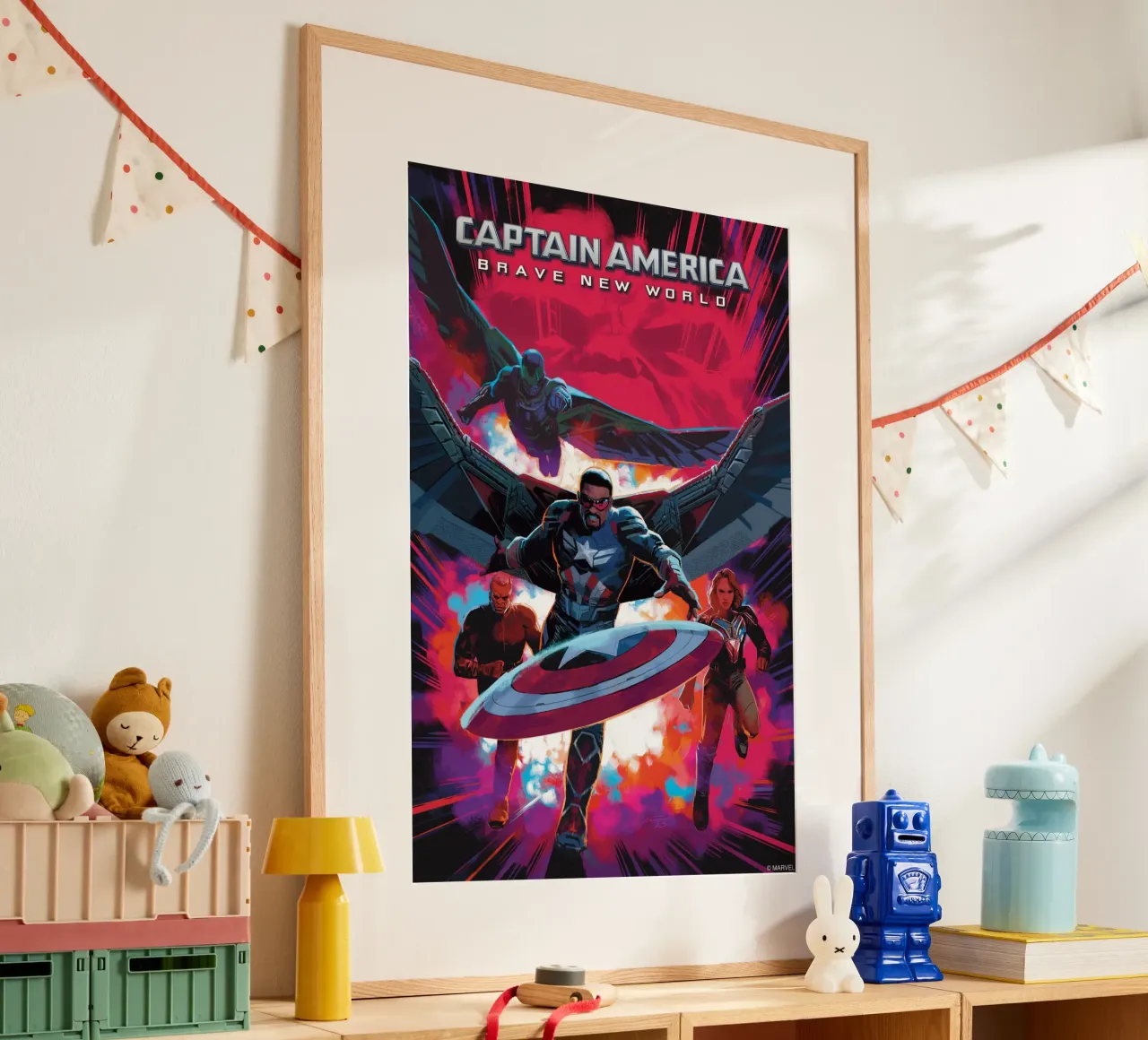 Captain America - Brave new World! poster con telaio in alluminio da MARVEL Designs by JUNIQE
