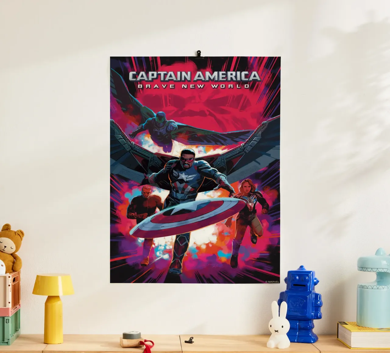 Captain America - Brave new World! poster con telaio in alluminio da MARVEL Designs by JUNIQE