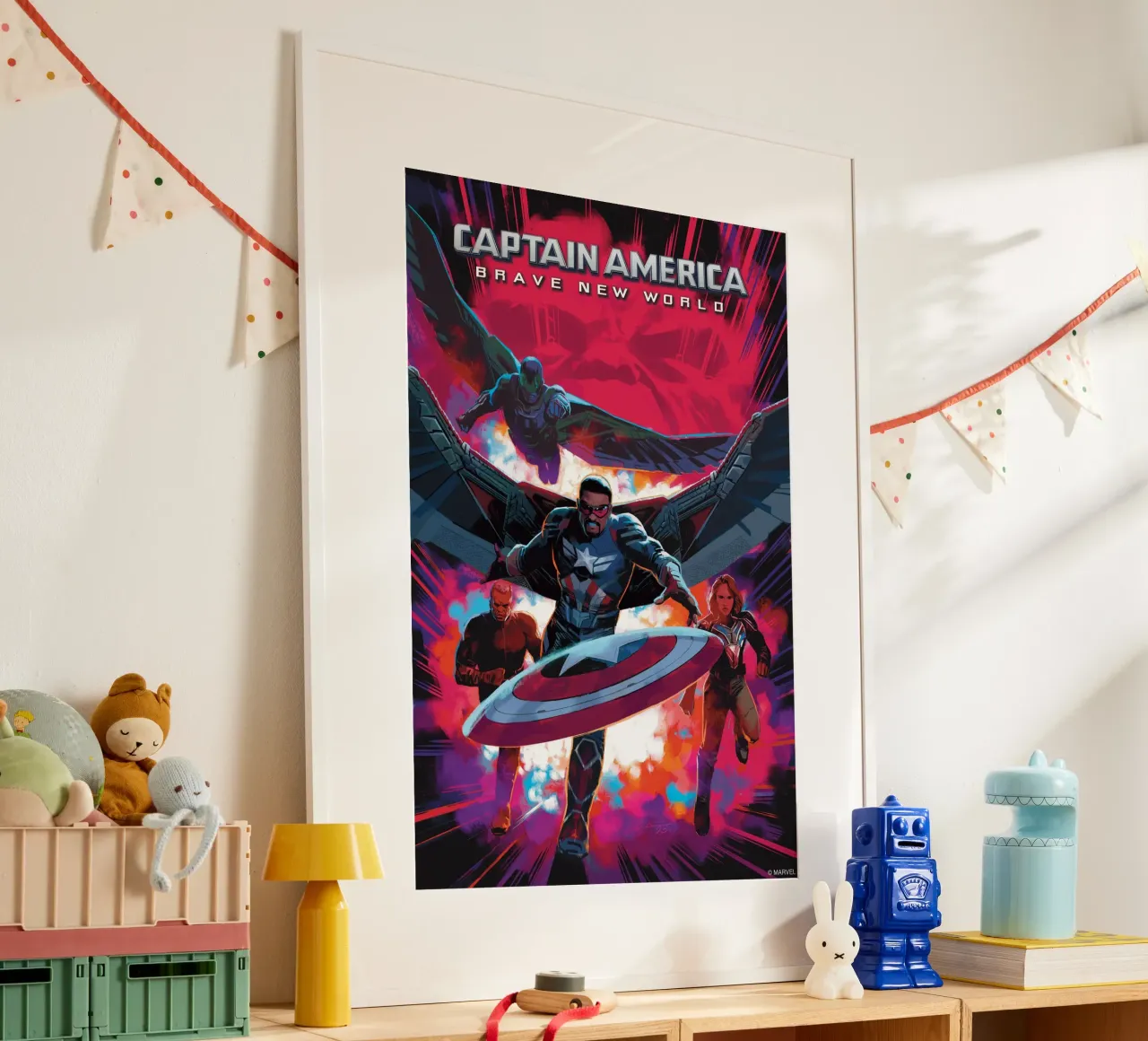 Captain America - Brave new World! poster con telaio in alluminio da MARVEL Designs by JUNIQE