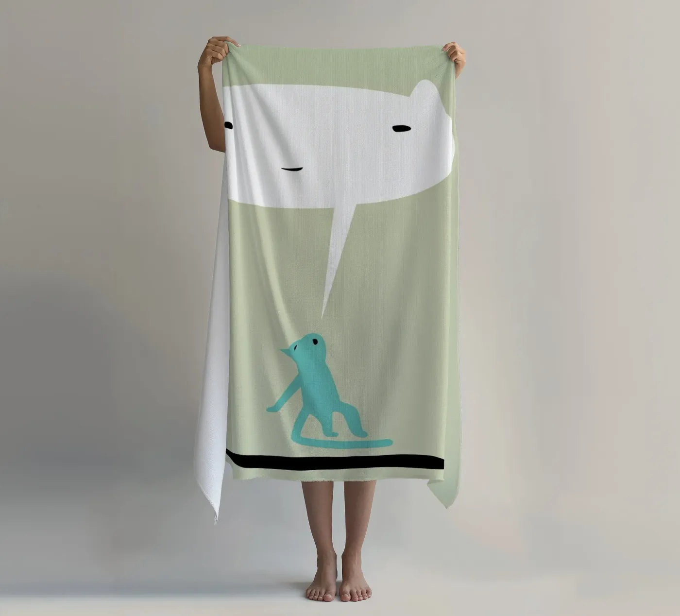 Cat Ghost strandhanddoek van Monika Aichele