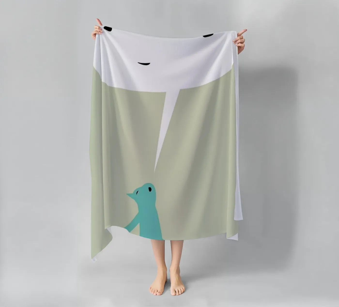 Cat Ghost strandhanddoek van Monika Aichele