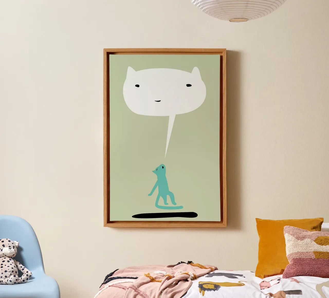 Cat Ghost tela con Cornice a cassetta da Monika Aichele
