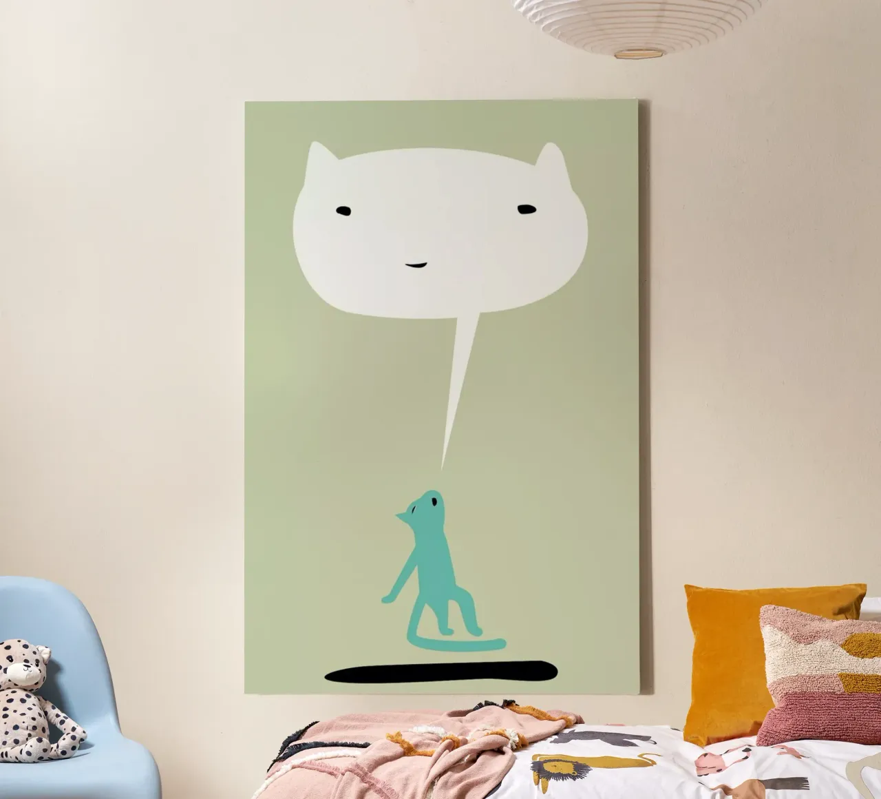 Cat Ghost tela con Cornice a cassetta da Monika Aichele