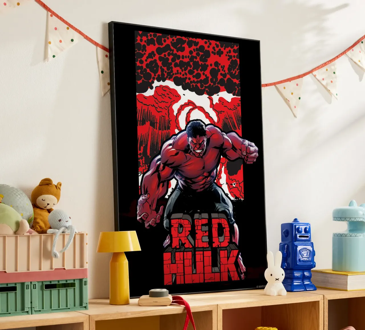 Red Hulk alluminio dibond da MARVEL Designs by JUNIQE