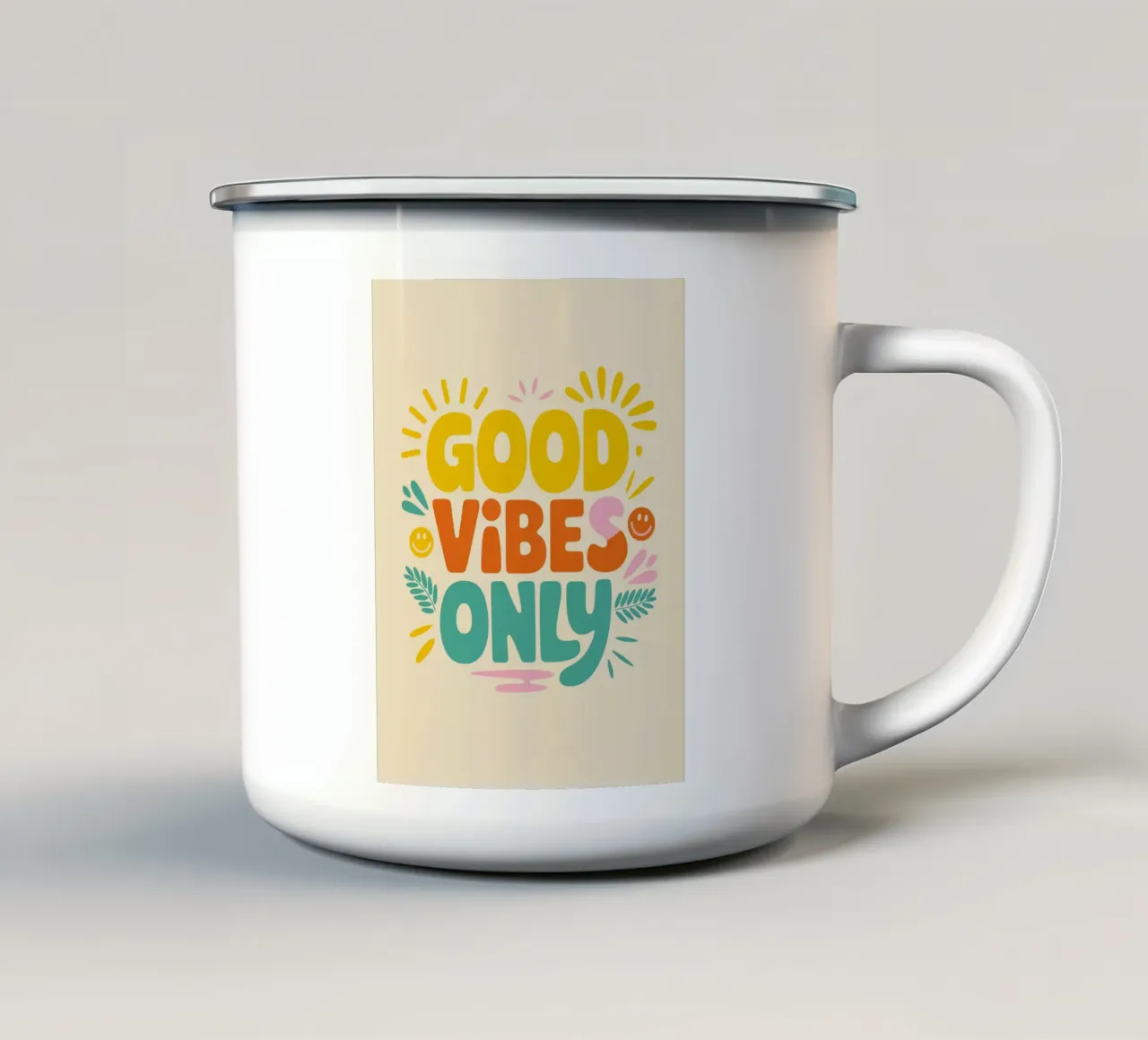 SOLO BUONE VIBRAZIONI tazza in smalto da logic