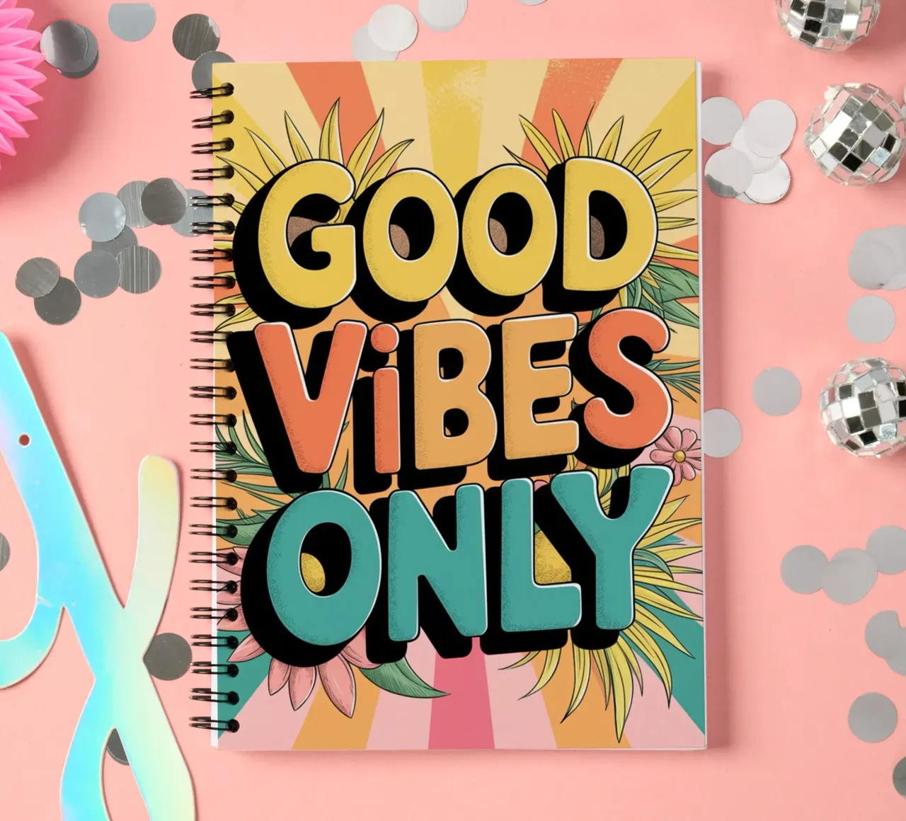 GOOD VIBES ONLY spiral notebook by logic