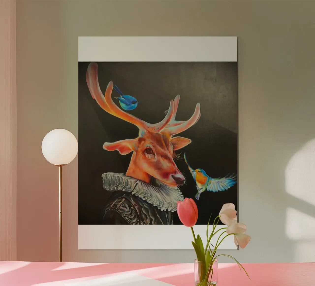 Carlo il cervo poster con telaio in legno da HelenBarenton