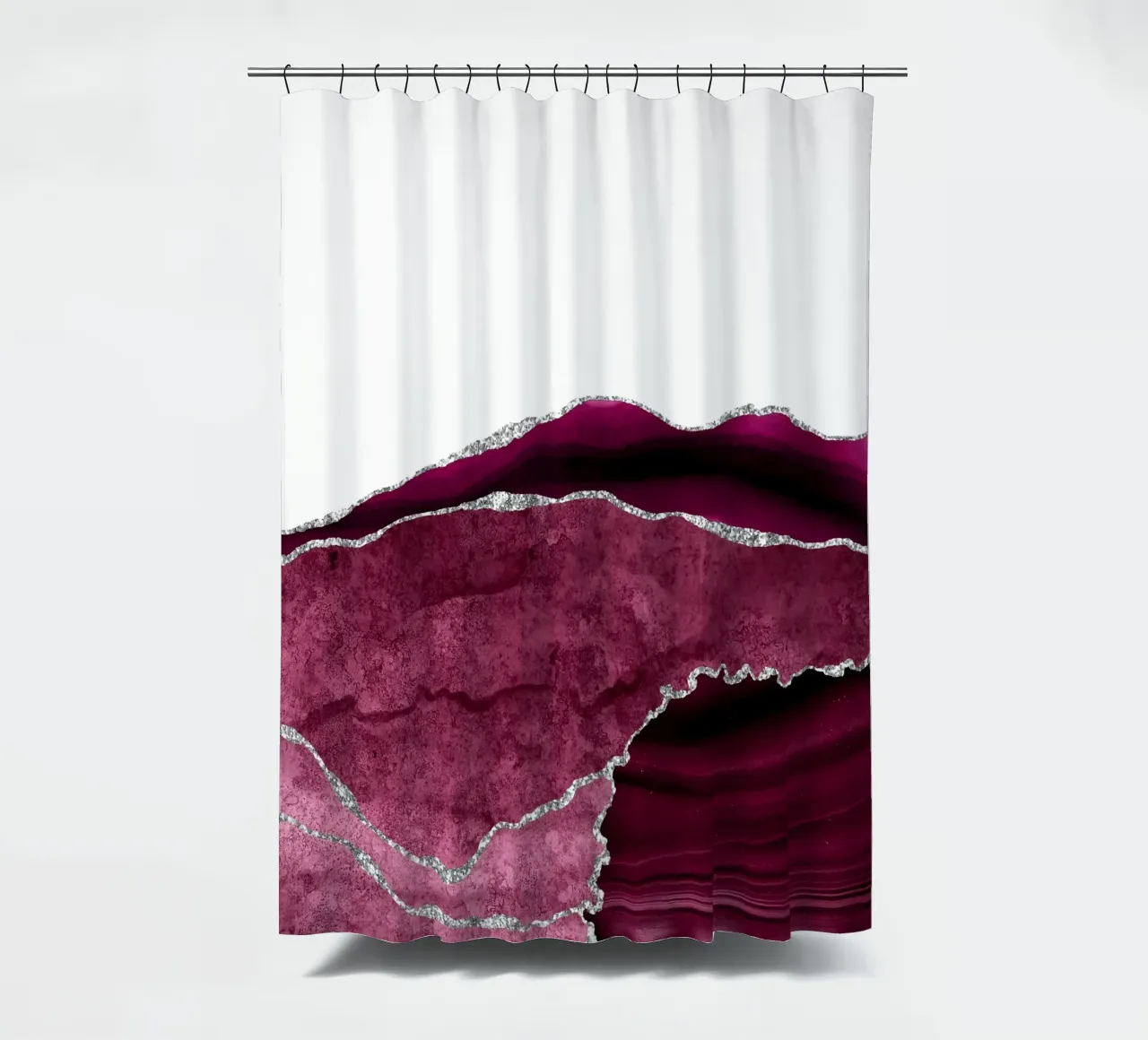Burgundy & Silver Agate Texture 14 cortina de baño de Gemstone Textures