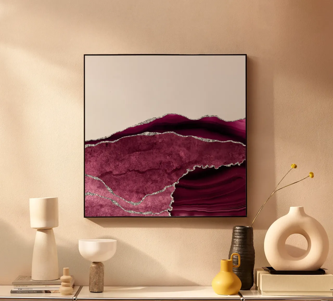 Agata borgogna e argento Texture 14 alluminio dibond da Gemstone Textures