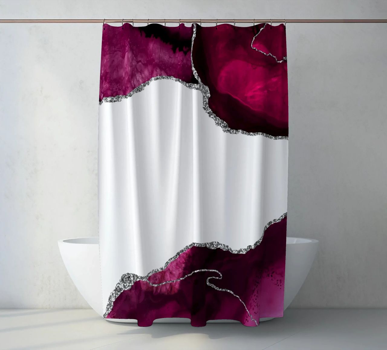 Agata borgogna e argento Texture 15 tenda da doccia da Gemstone Textures