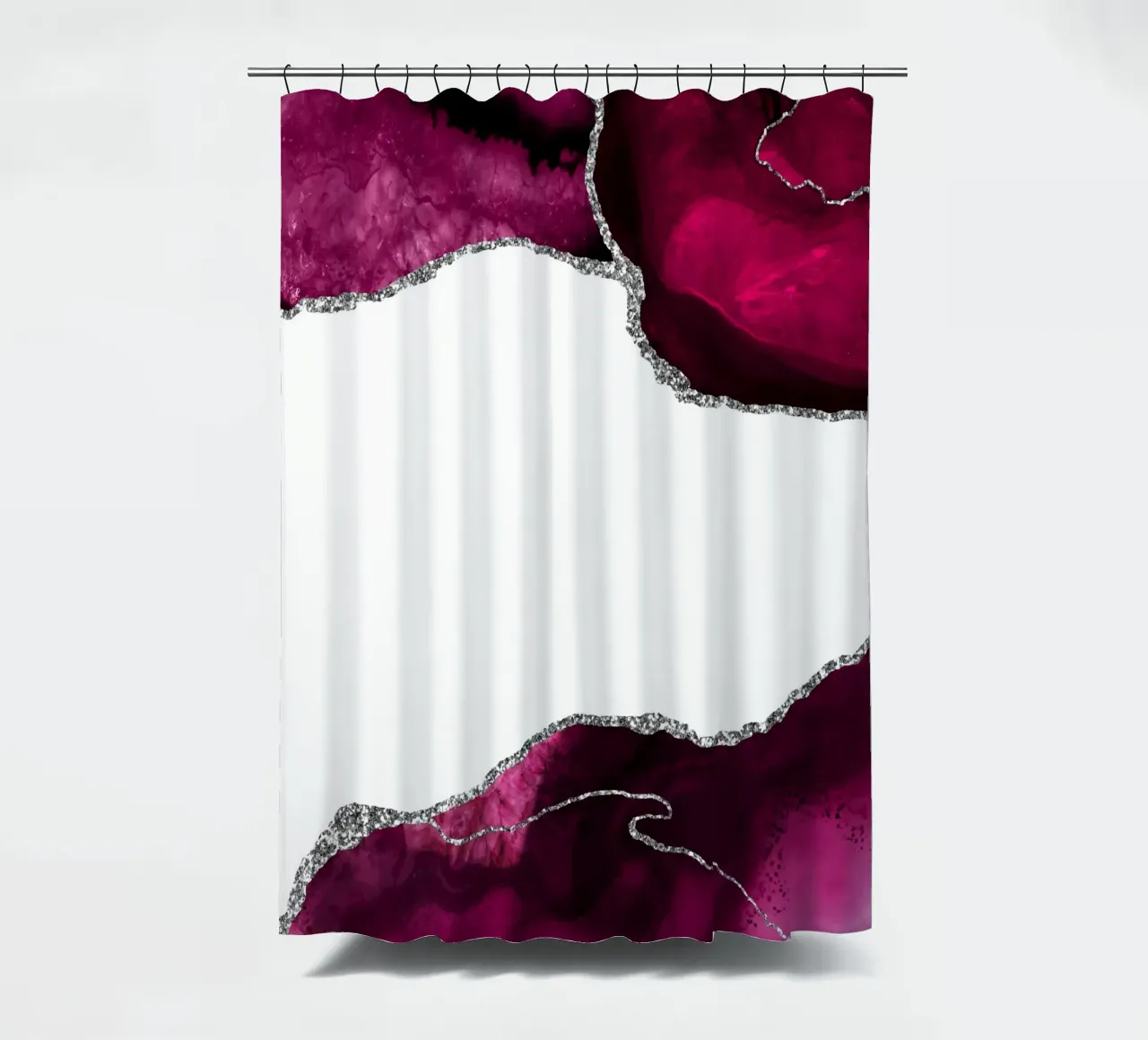 Burgundy & Silver Agate Texture 15 cortina de baño de Gemstone Textures