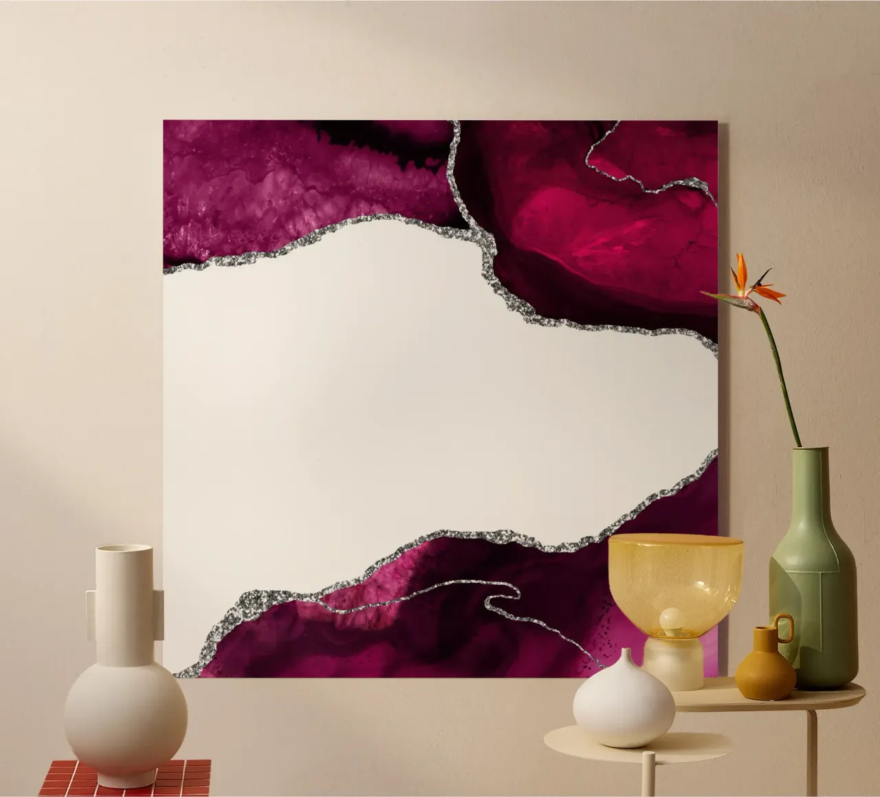 Burgunder & Silber Achat Struktur 15 Acryl-Glas von Gemstone Textures