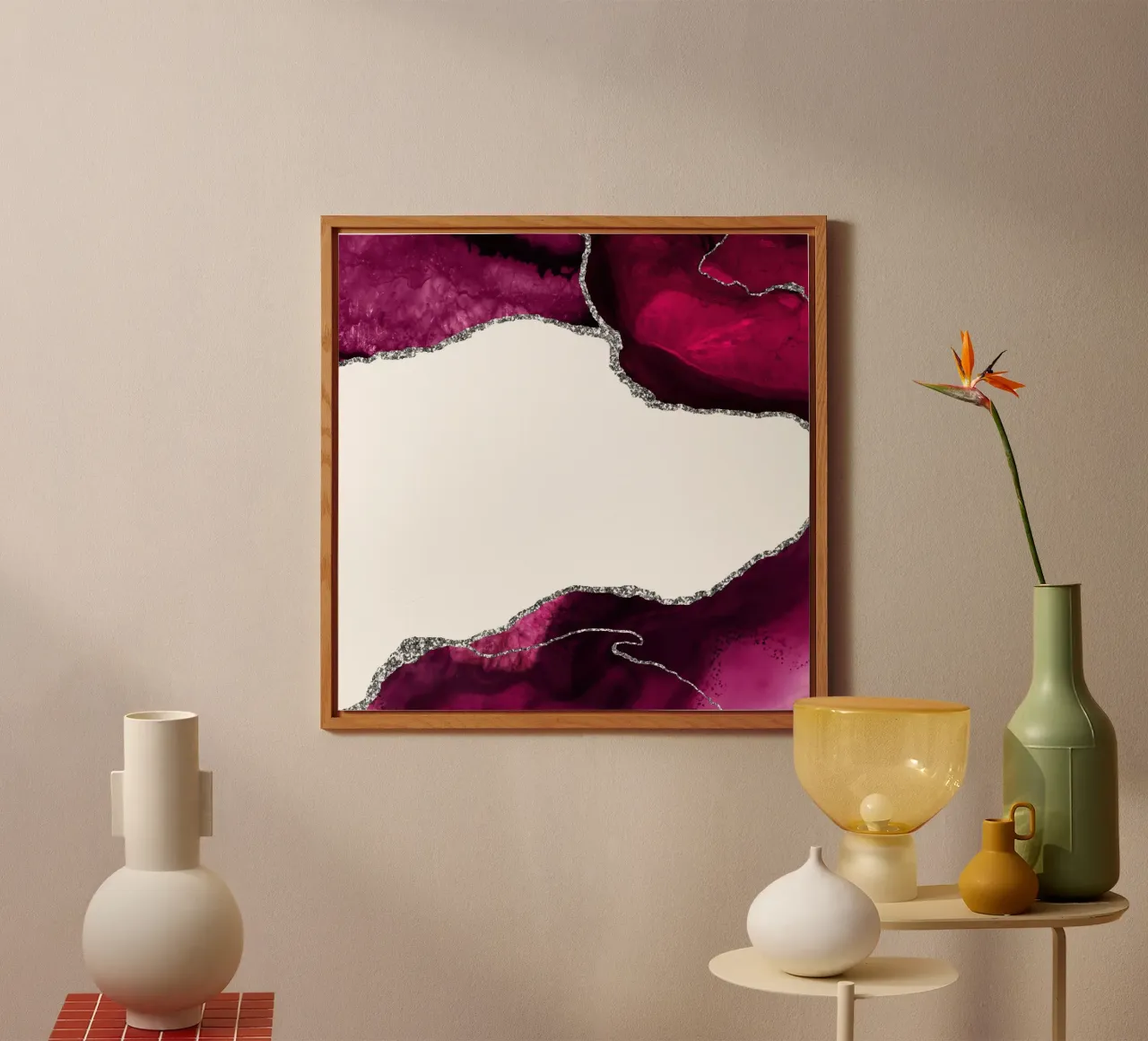 Burgundy & Silver Agate Texture 15 placa de forex de Gemstone Textures