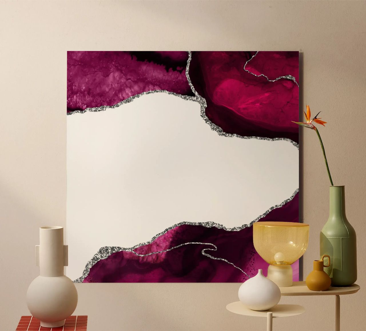Agata borgogna e argento Texture 15 alluminio dibond da Gemstone Textures