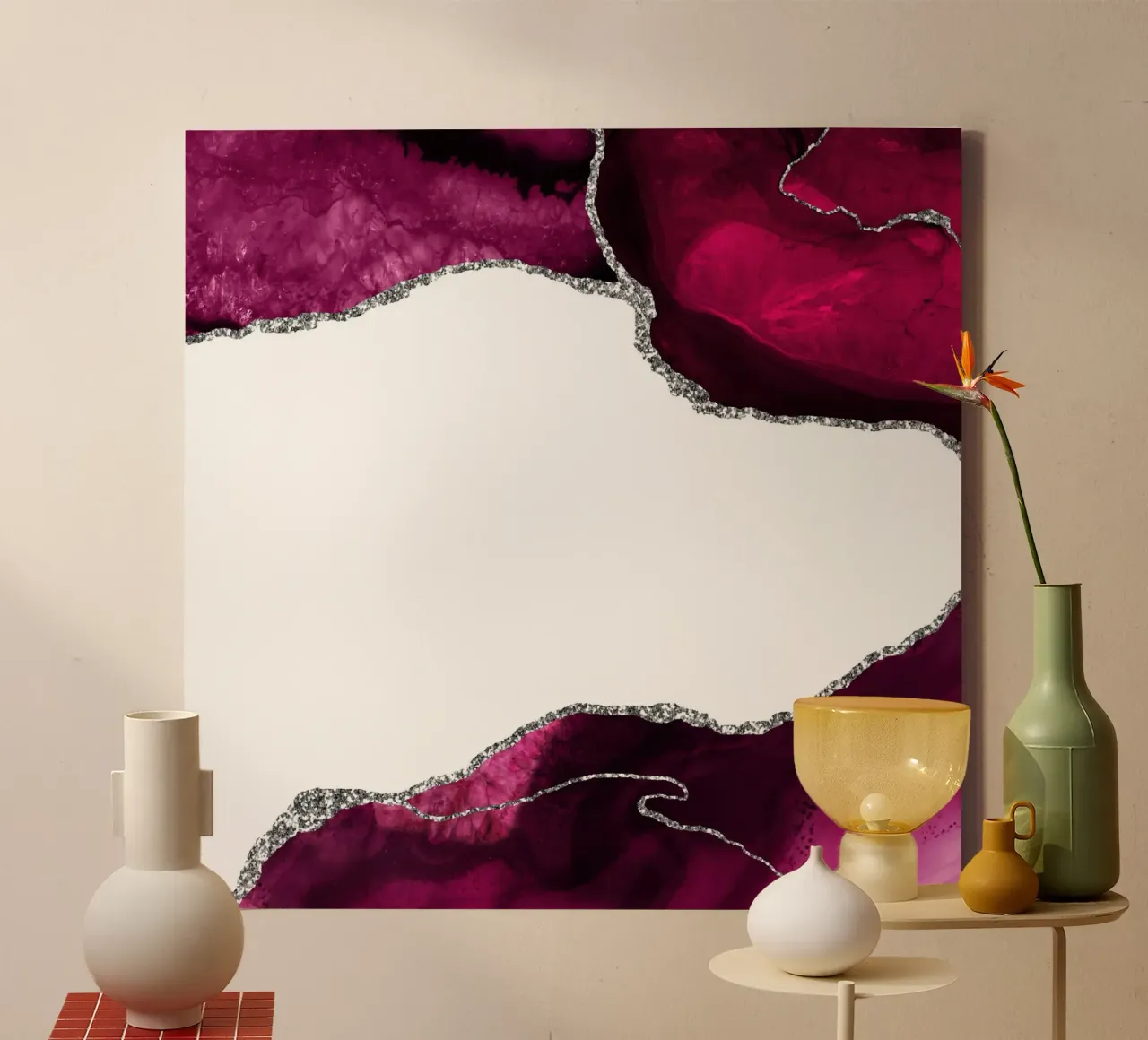 Burgundy & Silver Agate Texture 15 lienzo de Gemstone Textures